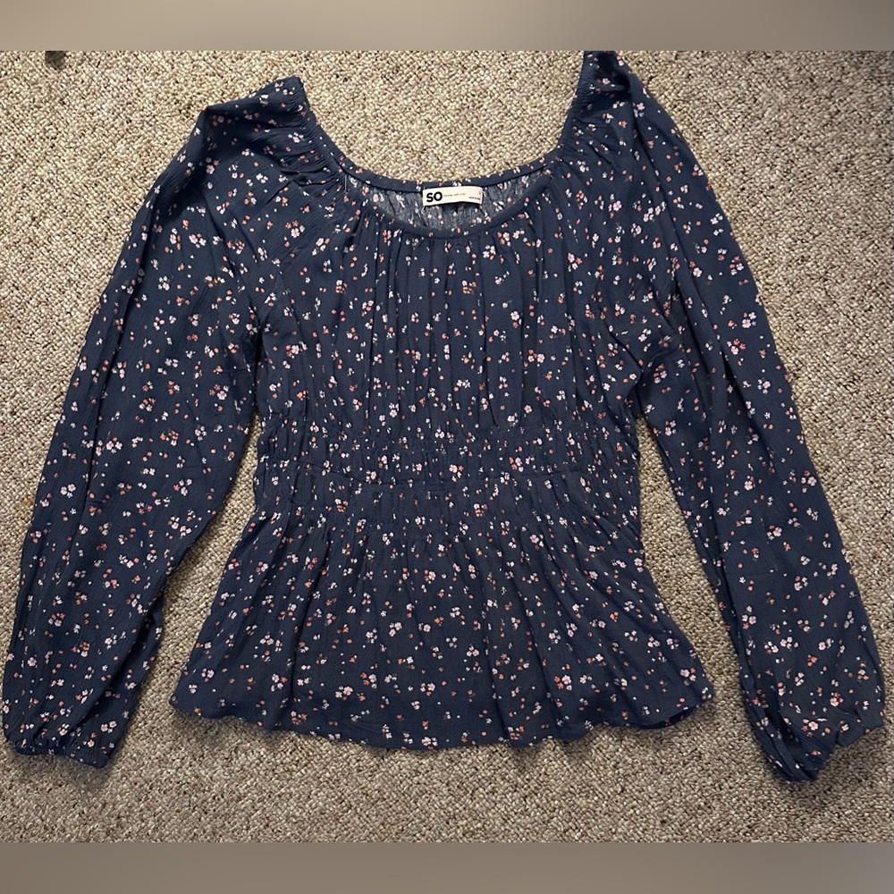 SO Purple Flower Long Sleeve Top